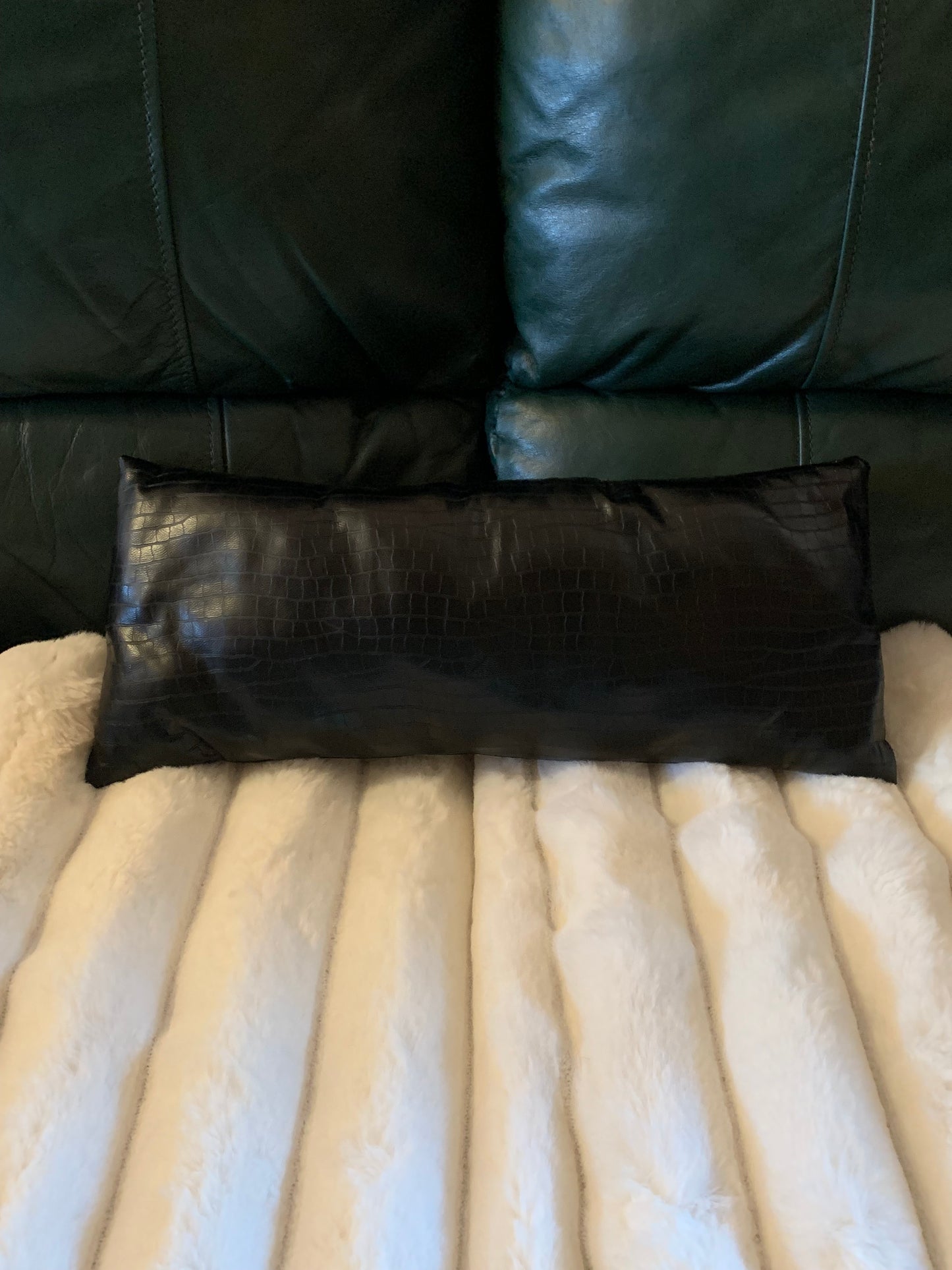 Rectangle faux leather pillow