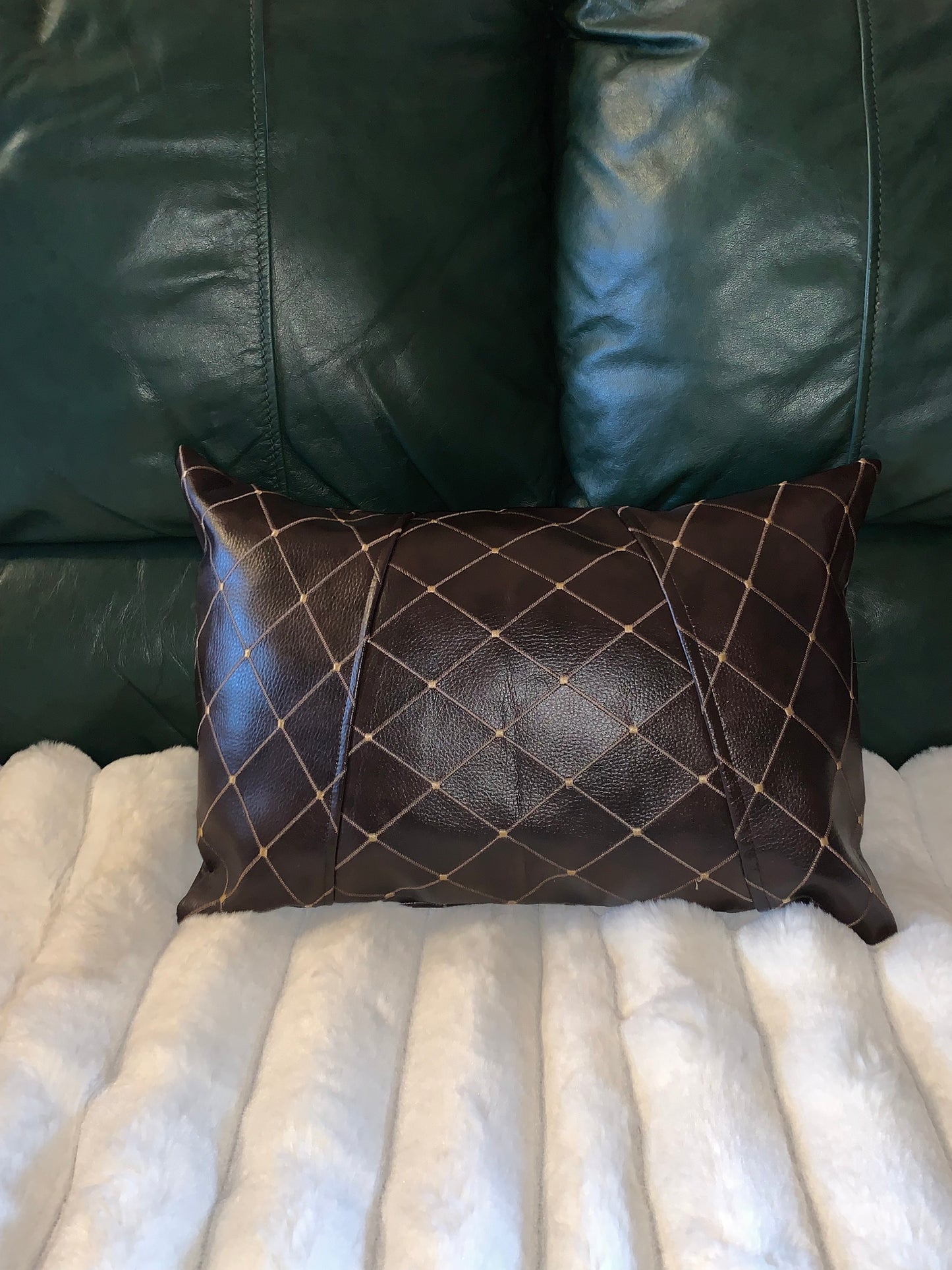 Square faux leather pillow
