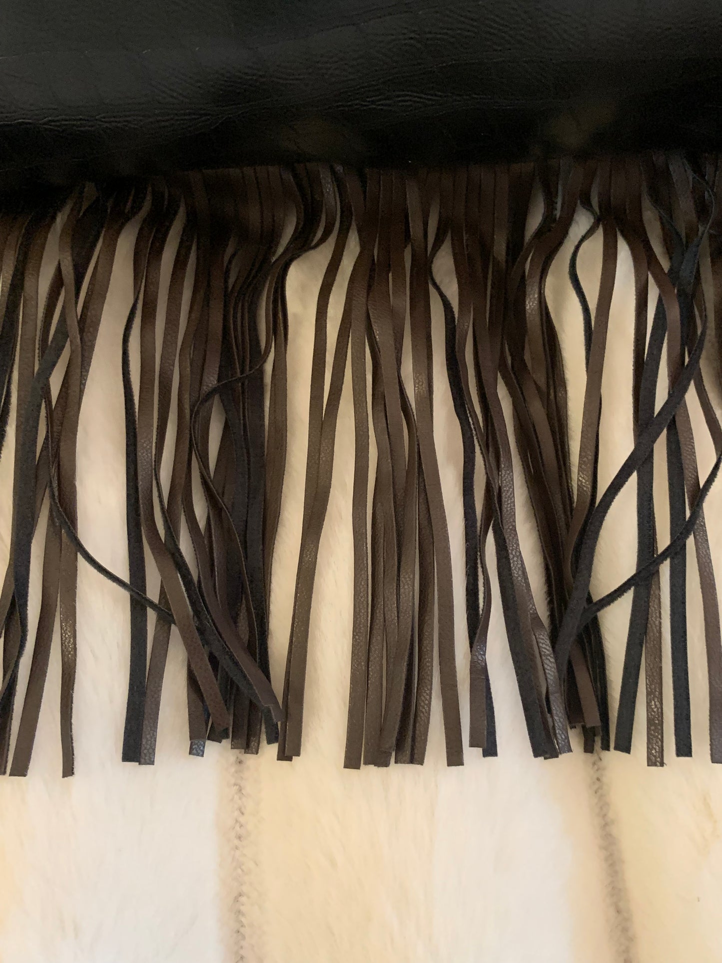 Square fringe faux, leather pillow