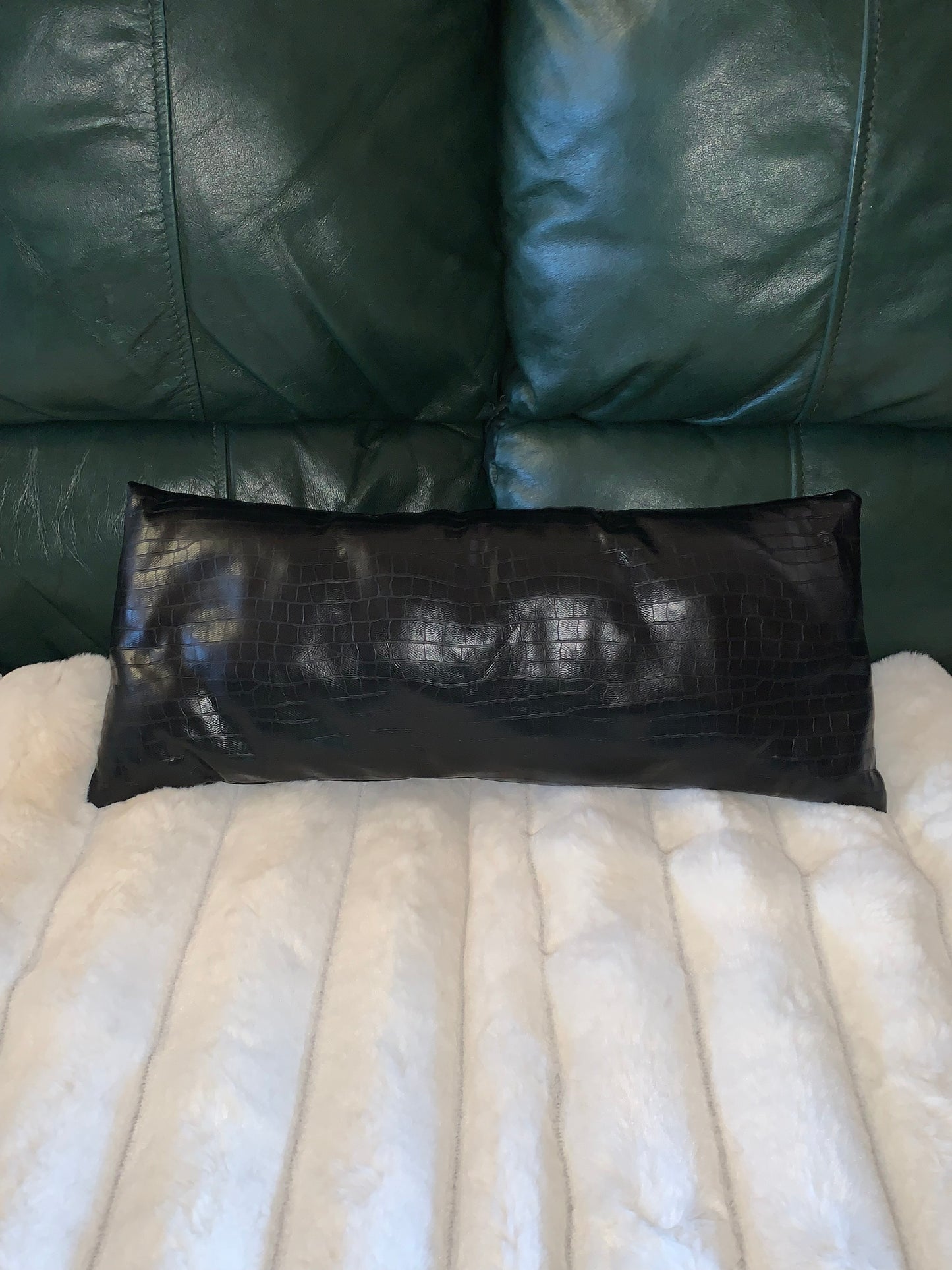 Rectangle faux leather pillow