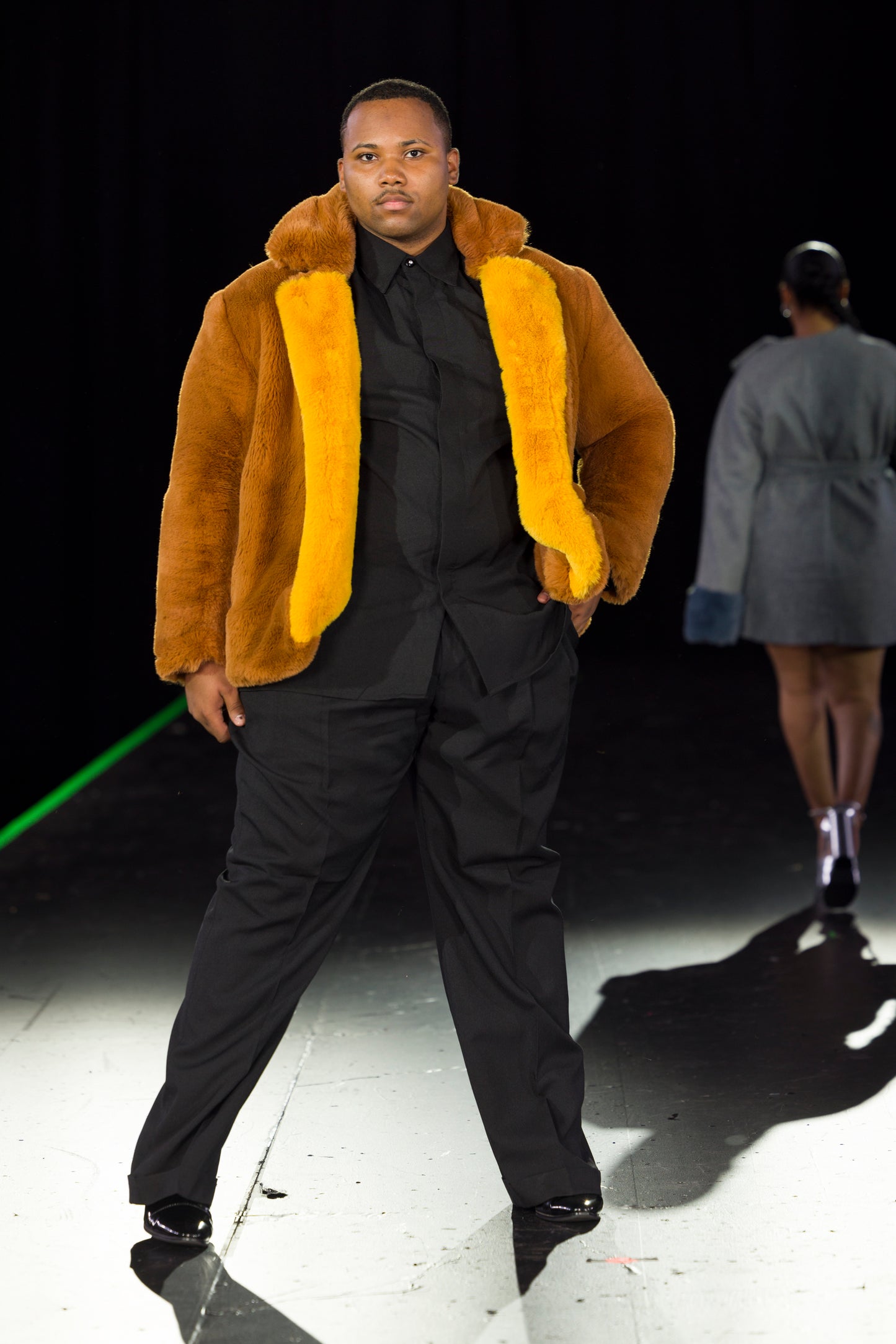 Dual Color Faux Fur Coat