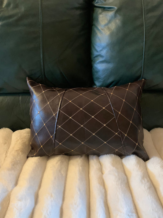 Square faux leather pillow